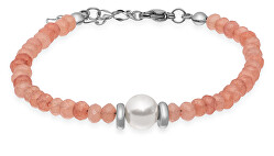 Něžný růžový korálkový náramek s perlou VESB0712S-A