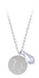Oceľový náhrdelník Blíženci sa zirkónom (retiazka, 2x prívesok)