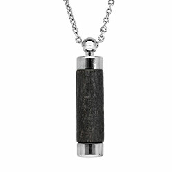 Ocelový náhrdelník s černým přívěskem DIFCOL08