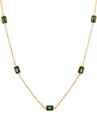 Okouzlující pozlacený náhrdelník se zelenými krystaly
