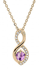 Okouzlující pozlacený náhrdelník s ametystem PO/SP08340AM