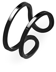 Originální černý otevřený prsten z oceli