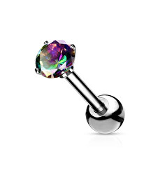 Cercel piercing, decorat cu un cristal iridescent