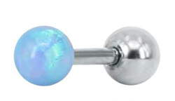 Cercel piercing cu opal sintetic albastru deschis