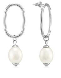 Pôvabné oceľové náušnice s perlami VAAJDE201461S