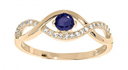 Pôvabný pozlátený prsteň s modrým zirkónom PO/SR00716N
