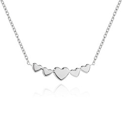 Romantický oceľový náhrdelník so srdiečkami VEDN0330S