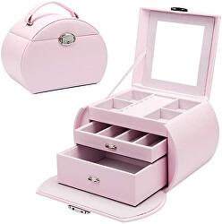 Růžová luxusní šperkovnice kufřík B35