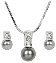 Set elegant de coliere și cercei perla Caorle Grey