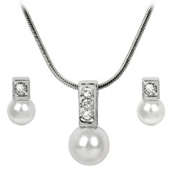Elegantes Set aus Halskette und OhrringenPearl Caorle White