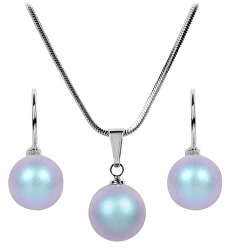 Sada náhrdelníku a náušnic Pearl Iridescent Light Blue
