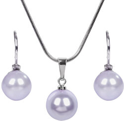 Pôvabná sada náhrdelníka a náušníc Pearl Lavender