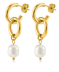 Dezente vergoldete Ohrringe mit Perlen VAAJDE201463G