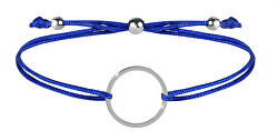 Schnur-Armband mit Kreis Blau/Stahl