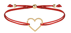 Brățară șnur charm cu o inimă - șnur roșu / accesoriu inimă placat cu aur