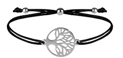 Kordelarmband mit Baum des Lebens schwarz/stahl