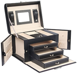 Cutie neagră stilată pentru bijuterii cu oglindă H30E