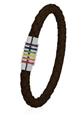 Tmavě hnědý kožený náramek s magnetickou sponou