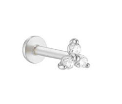 Labret scintillante in acciaio con cristalli