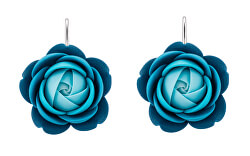 Türkis-blaue hängende Ohrringe in Form von Blumen Deep