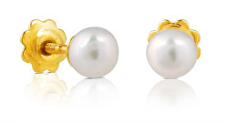 Elegantní náušnice ze zlata s pravou perlou 411000310