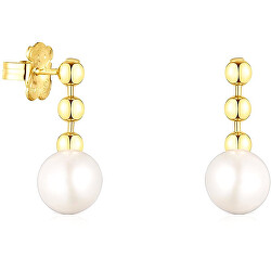 Cercei eleganți placați cu aur cu perle Gloss 111233590