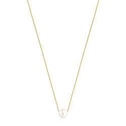 Elegante vergoldete Halskette mit Perle Gloss 111232560