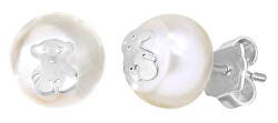 Náušnice z pravých perel s medvídkem 411143500