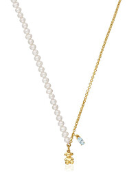 Půvabný pozlacený náhrdelník s perlami Bold Bear 1004024300
