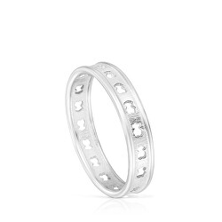 Slušivý stříbrný prsten s medvídky 100371431