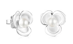Orecchini a fiore in argento con perla 2in1 Fragile Nature 118653510