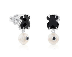 Silberne Ohrhänger mit Onyx und Perle Erma 1000136700