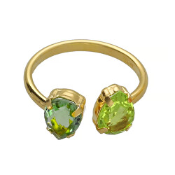 Anello aperto placcato oro con cristalli verdi Glory A4904-14DA