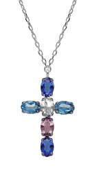 Collana da donna in argento Croce con cristalli Harmony A4691-08HG