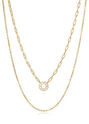 Dvojitý pozlacený náhrdelník Elegant 13037C100-36