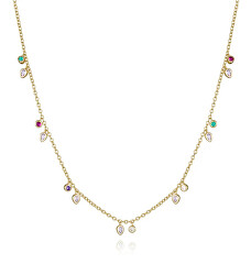 Hravý pozlátený náhrdelník so zirkónmi Trend 9122C100-39