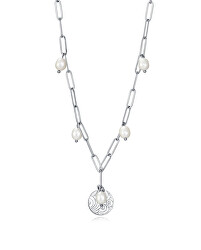 Gyönyörű ezüst nyaklánc gyöngyökkel Chic 75274C01000