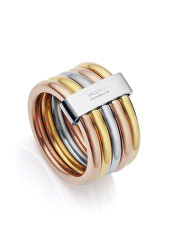 Luxusný tricolor prsteň z ocele Chic 75305A01