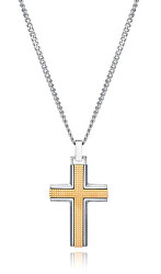 Pánsky bicolor náhrdelník s krížikom Magnum 75299C01012