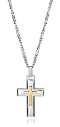 Nadčasový bicolor náhrdelník s krížikom Magnum 75321C01012