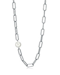 Nadčasový ocelový náhrdelník s perlou Chic 1317C01000