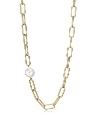 Nadčasový pozlátený náhrdelník s perlou Chic 1317C01012