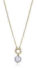 Něžný pozlacený náhrdelník s perlou Elegant 13179C100-60