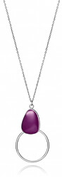 Ocelový náhrdelník s fialovou ozdobou Fashion 15044C01000