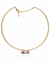 Pozlátený pevný náhrdelník s kubickými zirkónmi Chic 14027C01012