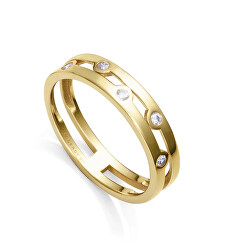 Pozlacený dvojitý prsten se zirkony Elegant 9123A014-30