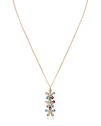 Pozlacený náhrdelník s barevnými květinami Elegant 13083C100-39