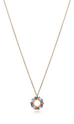 Pozlátený náhrdelník s farebnými zirkónmi Elegant 13174C100-39