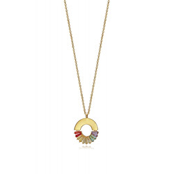 Pozlacený náhrdelník se třpytivým kruhovým přívěskem 15109C000-36