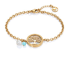 Vergoldetes Armband mit Perlmutt Glocke Baum des Lebens 15064P01012